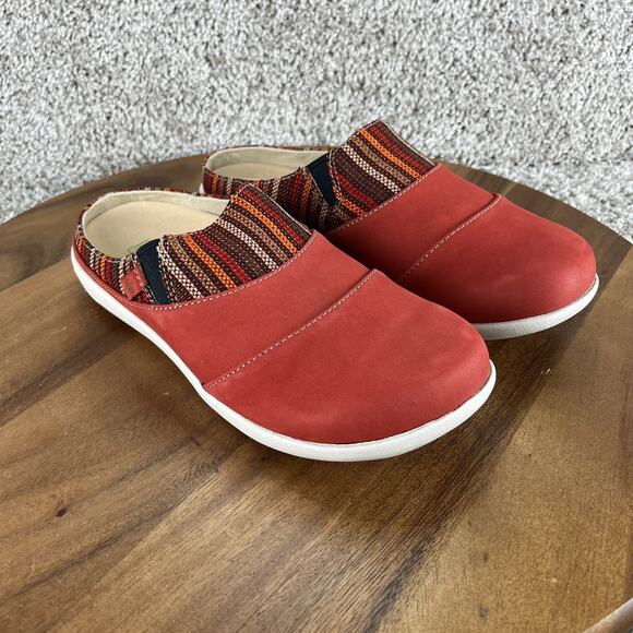 Spenco Siesta Nuevo Stripe Mule Women's Size 6.5 D (wide) Baked Apple Red Shoes - Picture 1 of 10